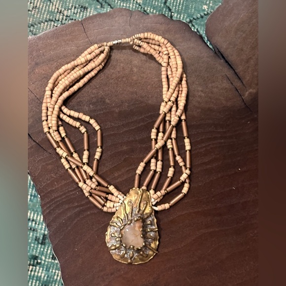 Handcrafted Brown and Gold Statement Necklace - Handmade by me!! - Picture 5 of 7